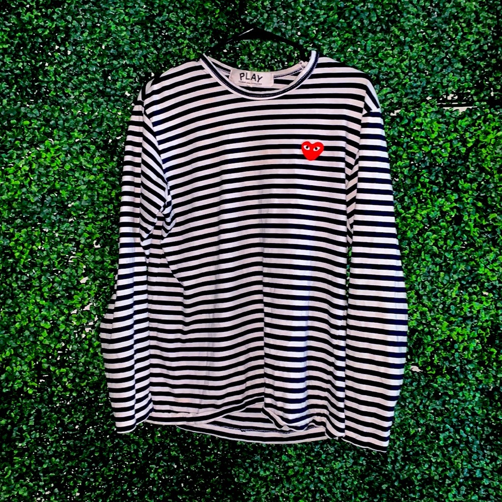 Large Come Des Garçons (cdg) Long Sleeve Stripped T-Shirt.